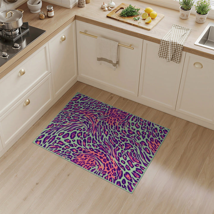 Neon Swirl Leopard Area Rug