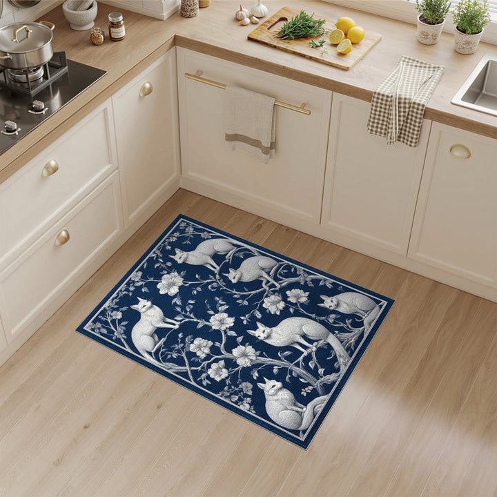 Navy Fox Floral Area Rug