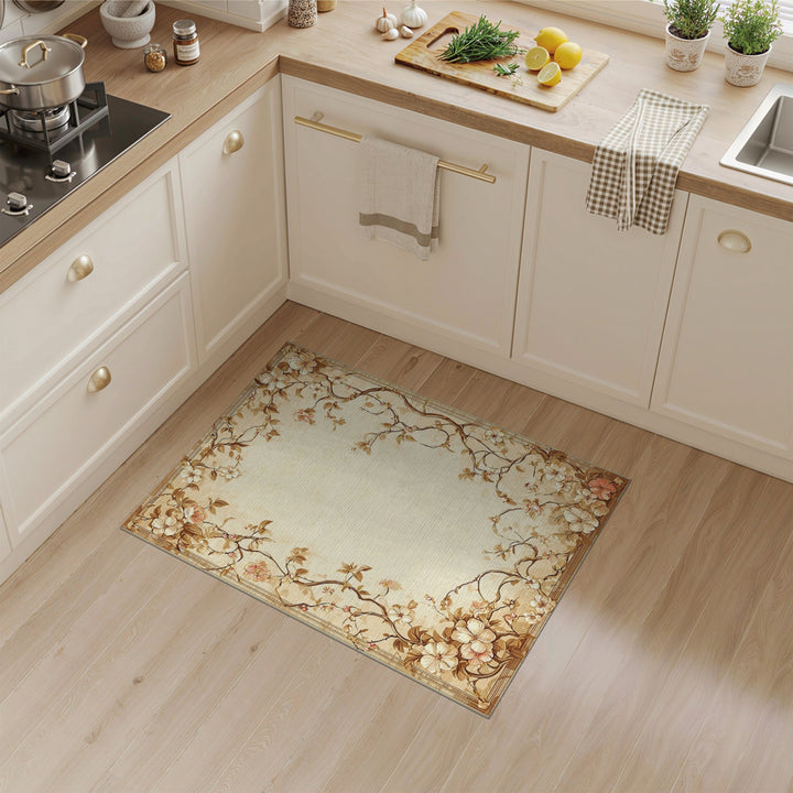 Beige Floral Vintage Area Rug