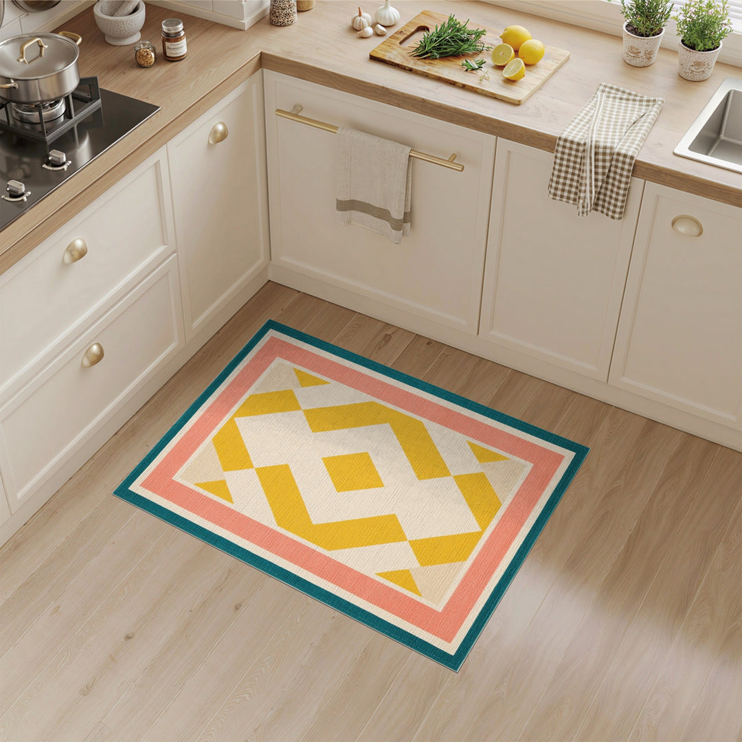 Bold Geometric Yellow Diamond Area Rug
