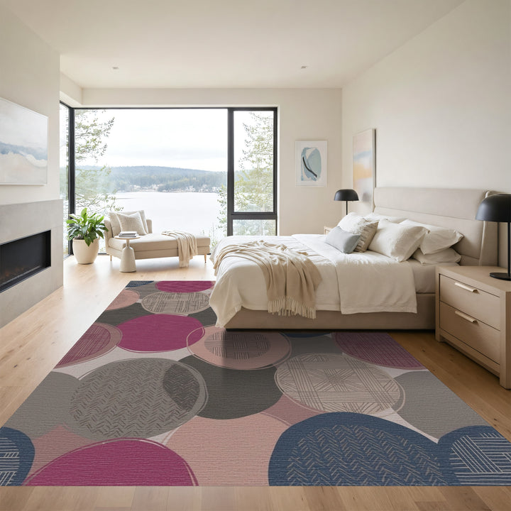 Muted Circles Textured Collage Rug