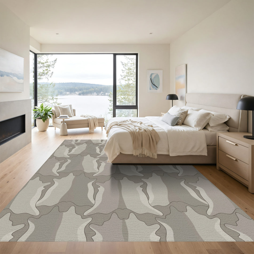 Earthy Neutral Organic Organic Forms Rug