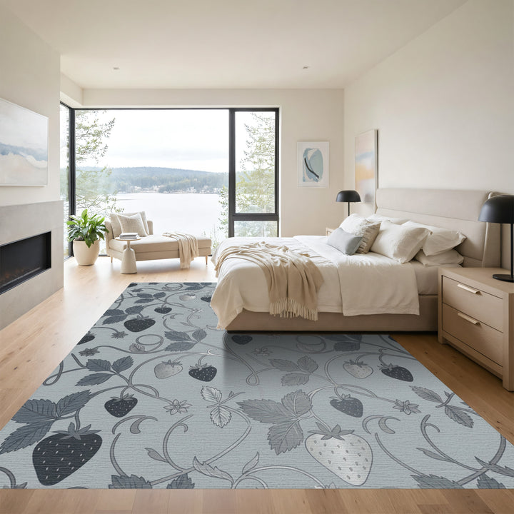 Gray Strawberry Vine Garden Rug