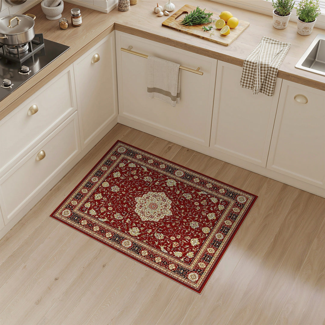 Red Persian Floral Medallion Area Rug
