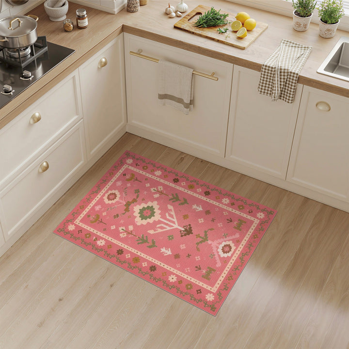 Pink Floral Heritage Area Rug