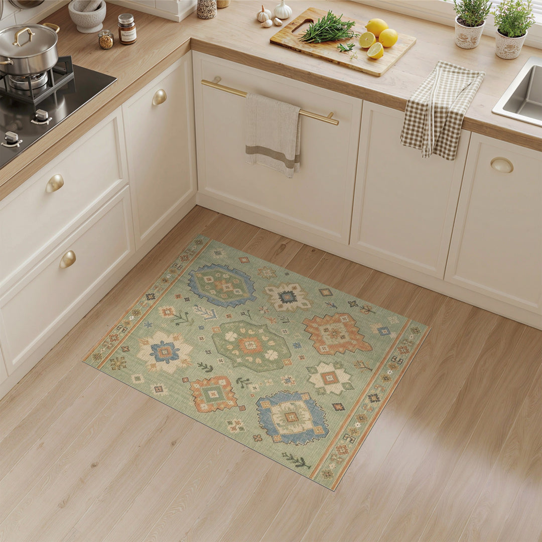 Green Sage Green Heritage Tribal Area Rug