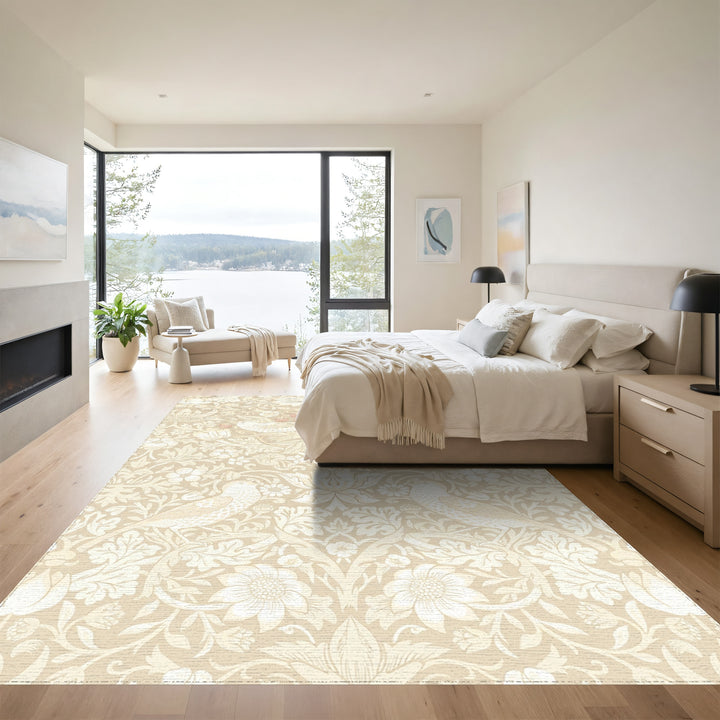 Cream Bird and Strawberry Floral Rug