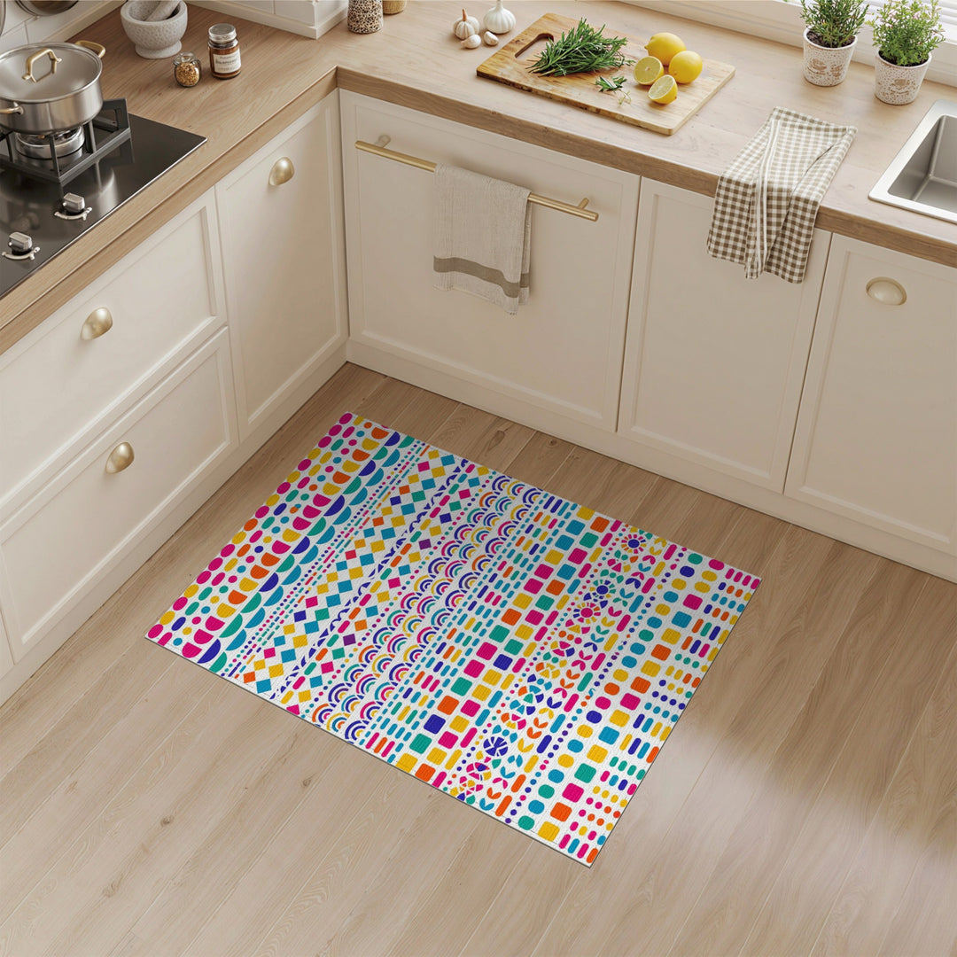 Vibrant Rainbow Geometric Multi-color and Patterns Area Rug