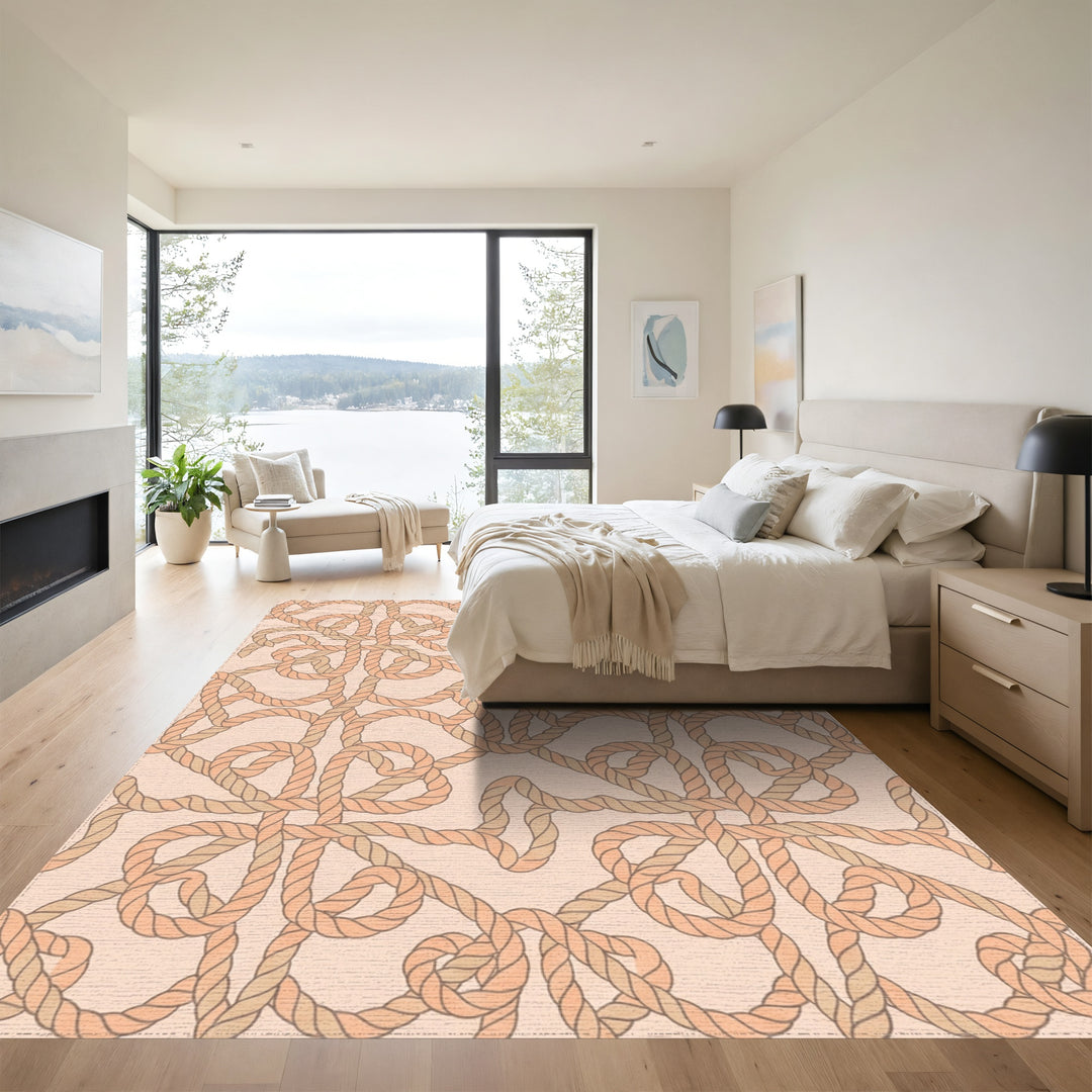 Nautical Rope Swirls Peach Rug