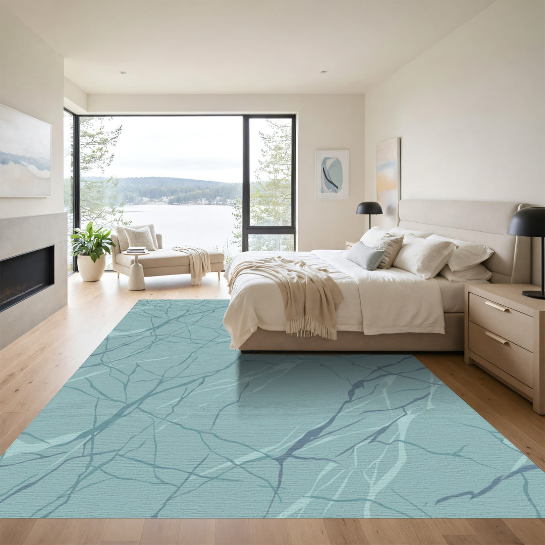 Aqua Blue Marble Vein Rug