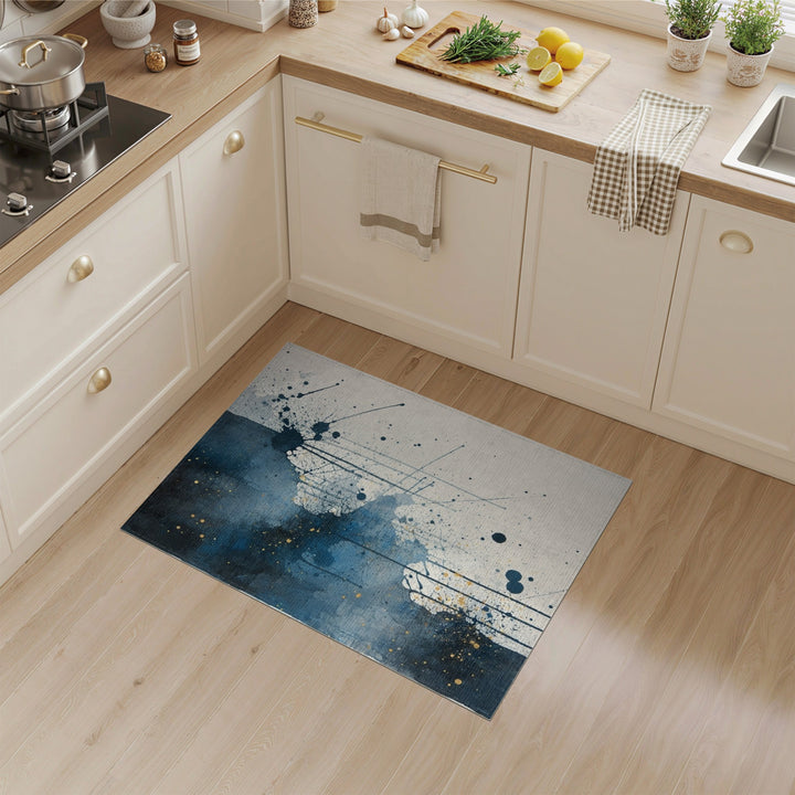 Blue Abstract Splatter Area Rug
