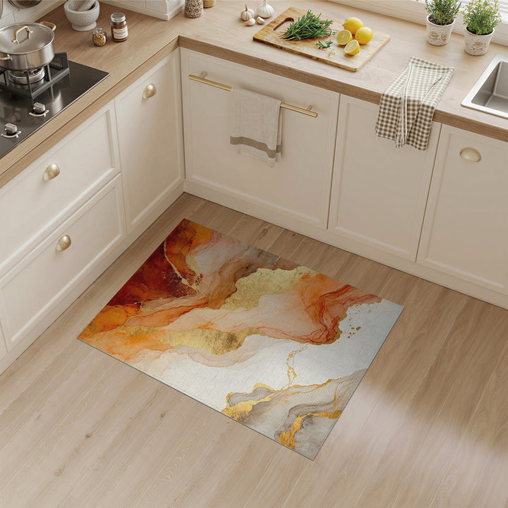 Fluid Orange Gold Abstract Area Rug