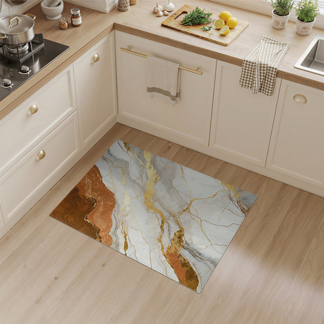 Brown Marble Gold Vein Area Rug