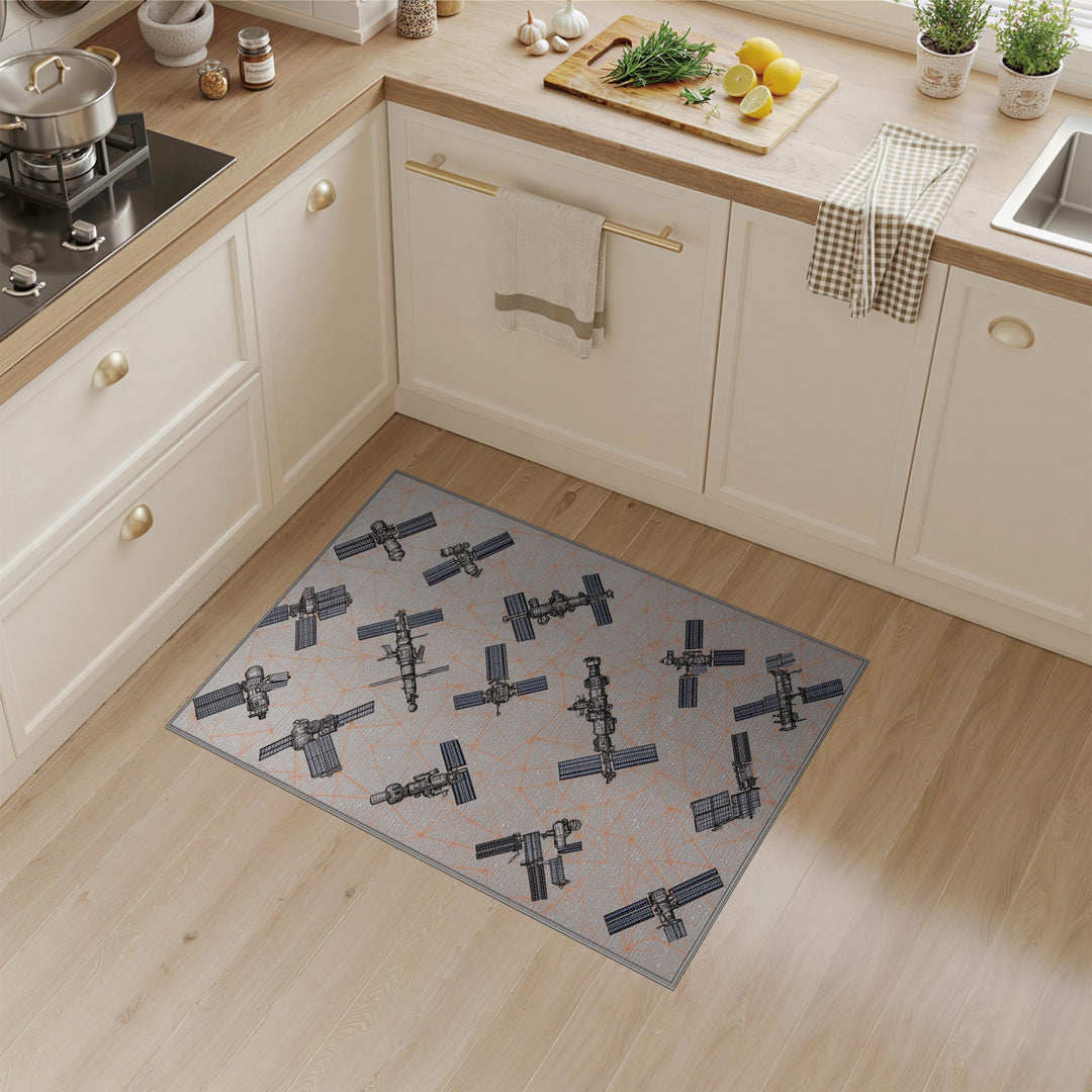 Grey Satellite Constellation Area Rug