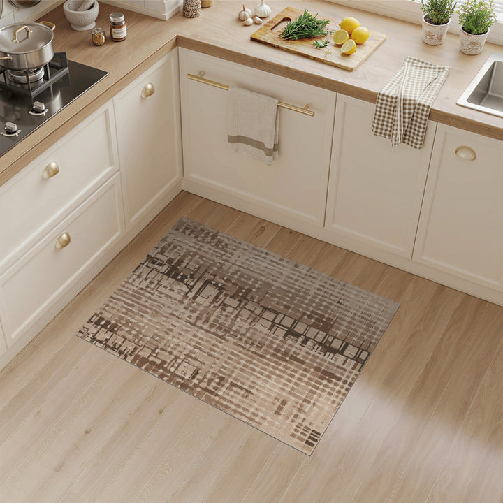 Brown Abstract Block Area Rug