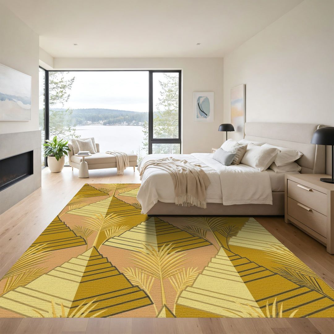 Terracotta Palm Pyramid Geometric Rug