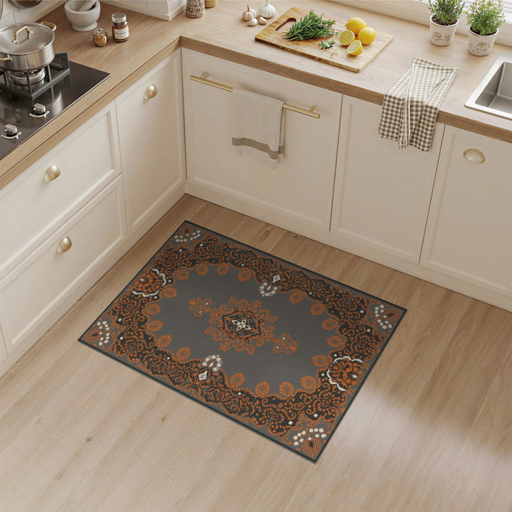 Grey Orange Persian Medallion Area Rug