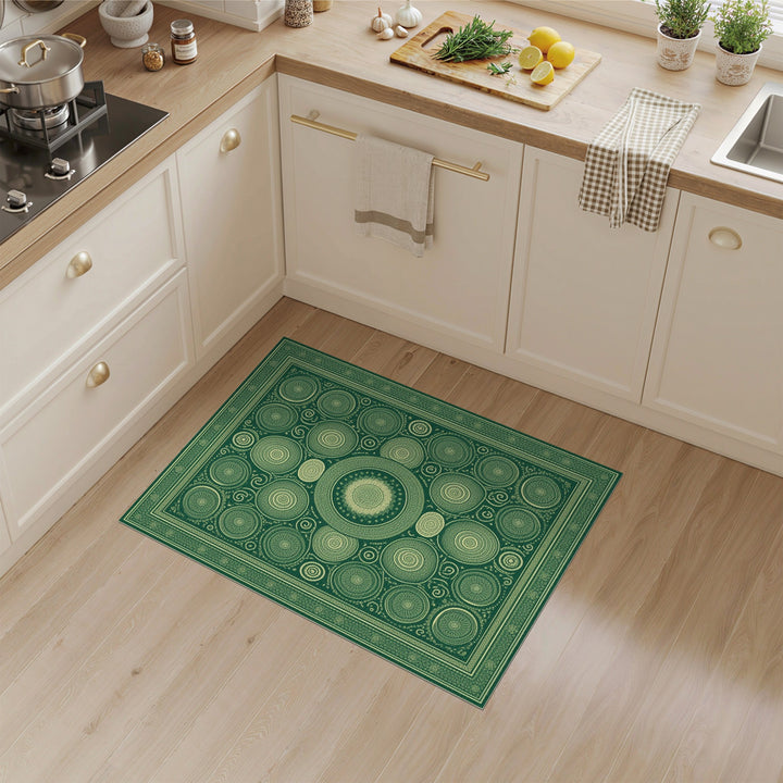 Geometric Modern Green Geometric Circle Area Rug