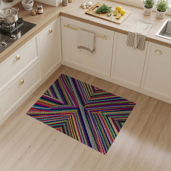 Vibrant Rainbow Chevron Geometric Area Rug