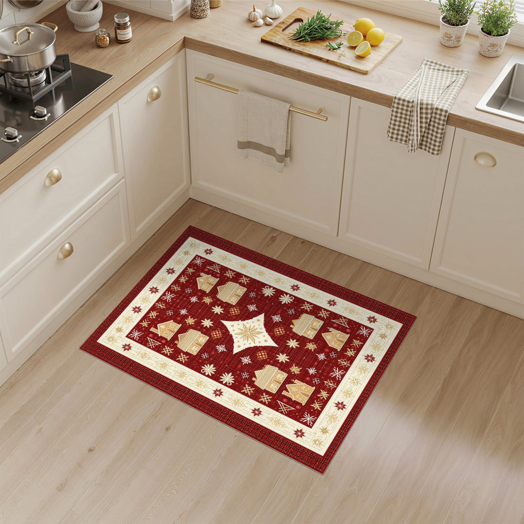 Red Gingerbread House Holiday Area Rug