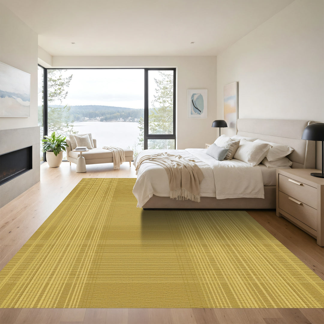 Gold Plaid Lines Rug