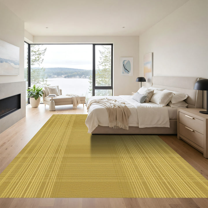 Gold Plaid Lines Rug