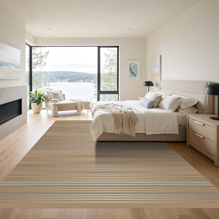 Tan Taupe Thin Horizontal Lines Rug