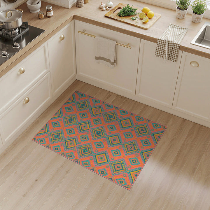 Multi-color and Patterns Vibrant Multi-Color Diamond Geometric Area Rug