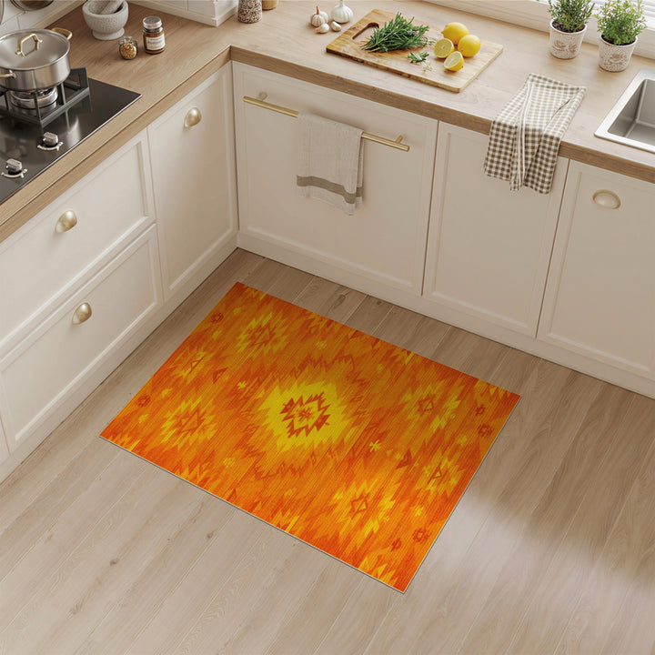 Orange Vivid Orange Southwestern Area Rug