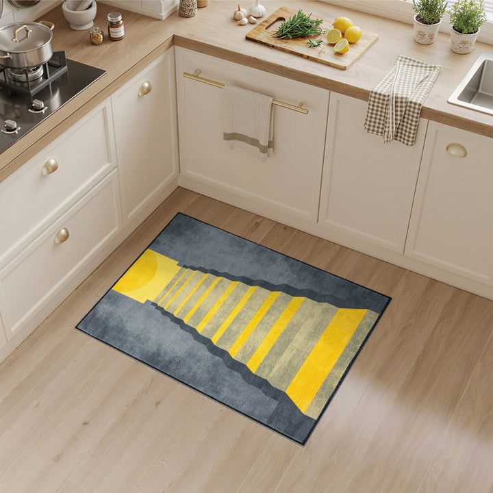 Yellow Staircase Geometric Grey Area Rug