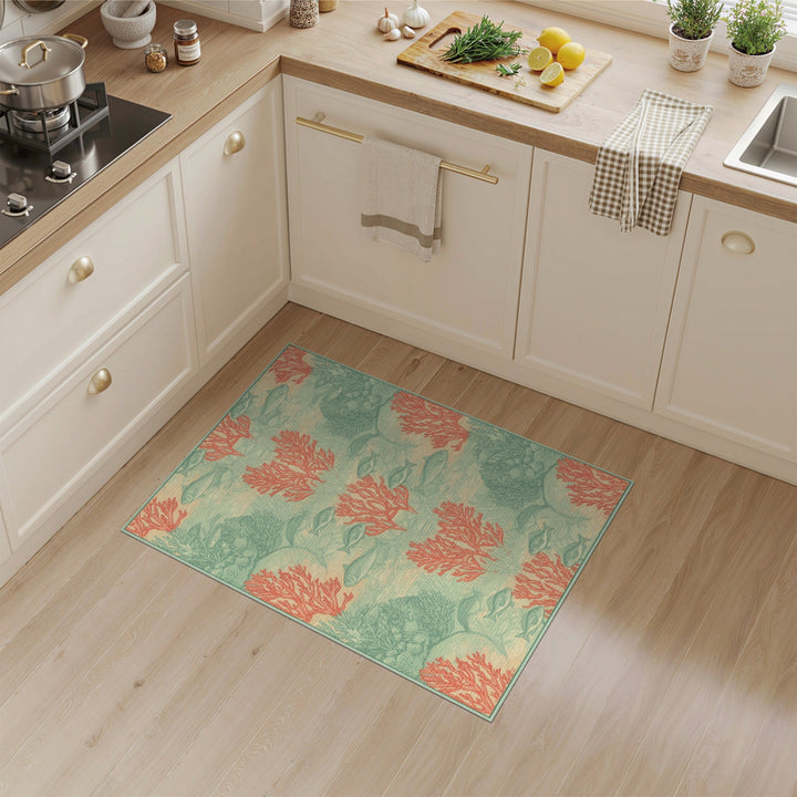 Red Coral Reef Fish Coastal Area Rug