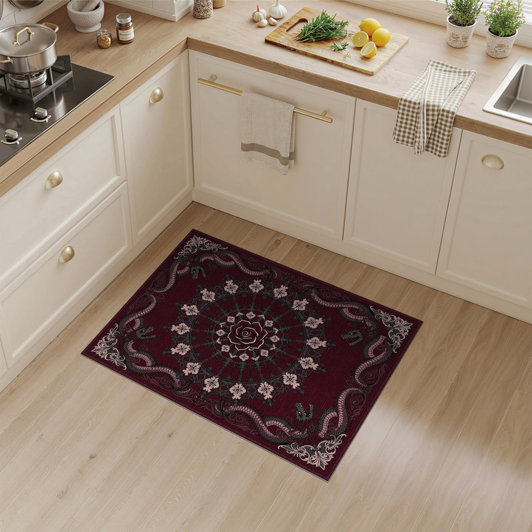 Dragon Rose Red Area Rug