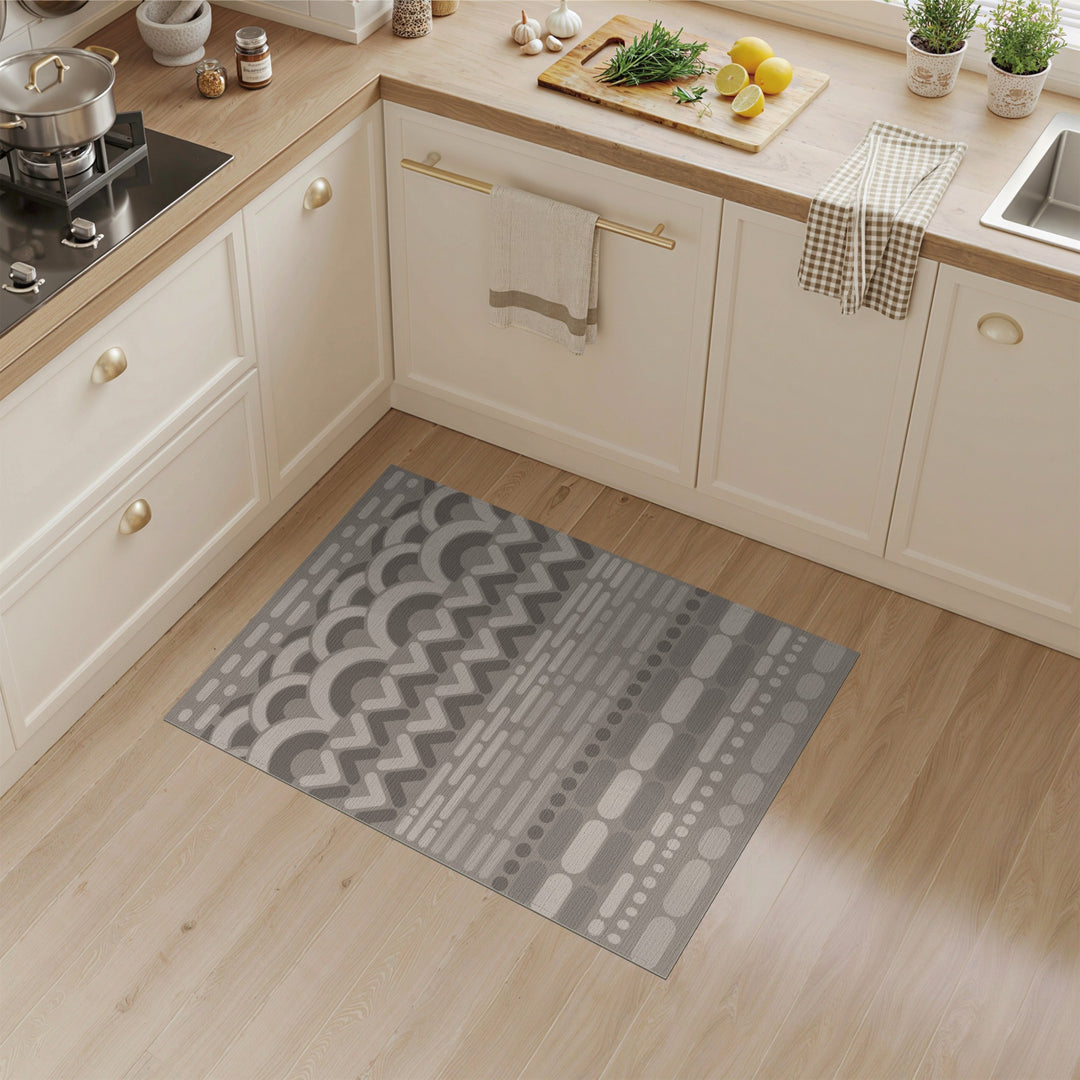 Beige Geometric Chevron Area Rug