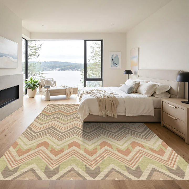 Earthy Chevron Zigzag Lines Rug
