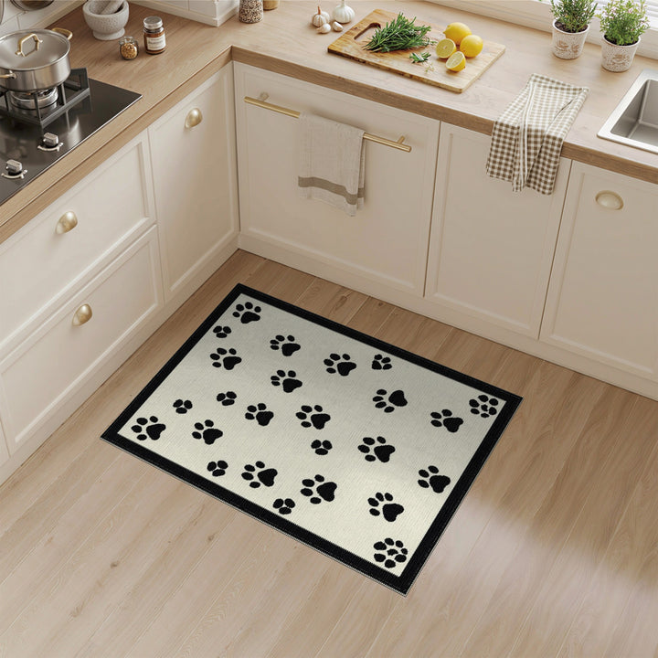 Black Paw Print Area Rug