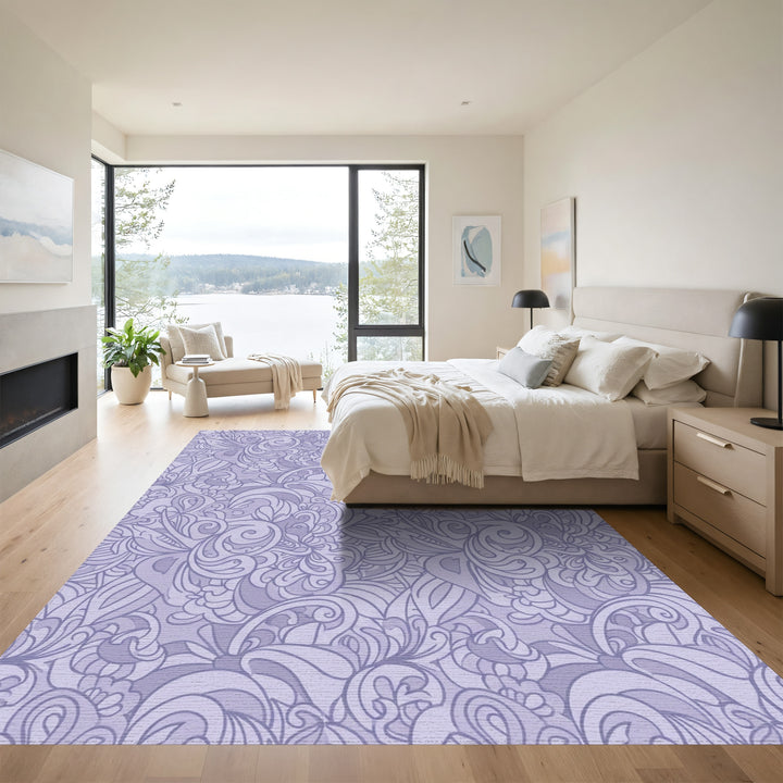 Soft Lavender Flourishing Swirls Rug