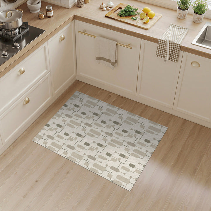 Beige Geometric Modern Area Rug