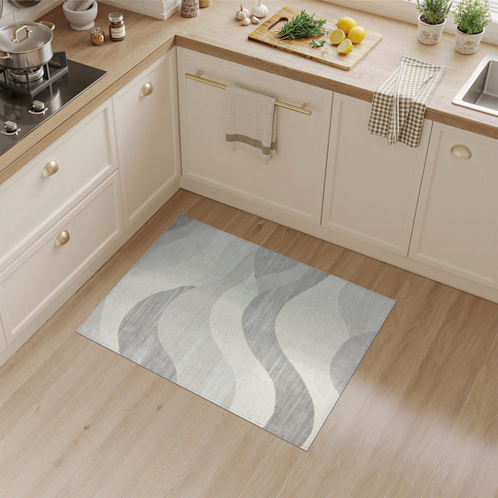 Beige and Neutral Wave Abstract Wave Neutral Area Rug