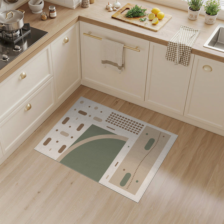 Beige Geometric Abstract Area Rug