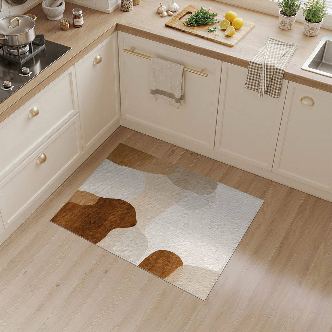 Earthy Abstract Brown Abstract Area Rug
