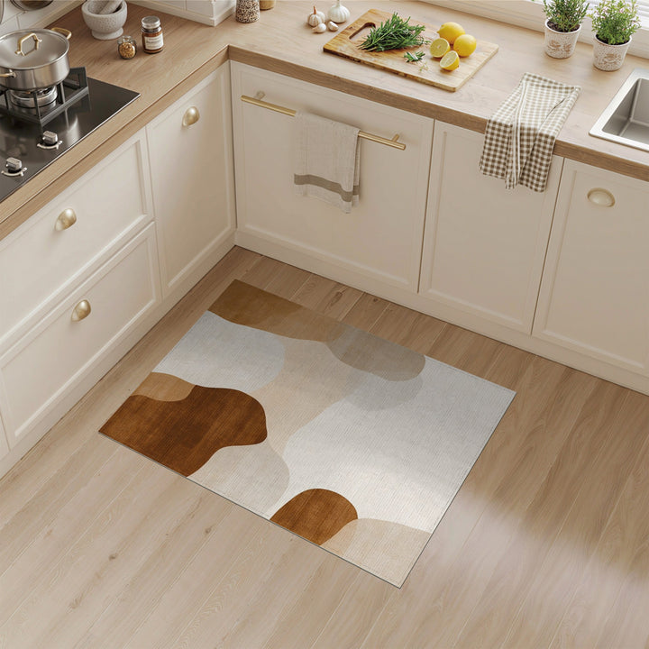 Earthy Abstract Brown Abstract Area Rug