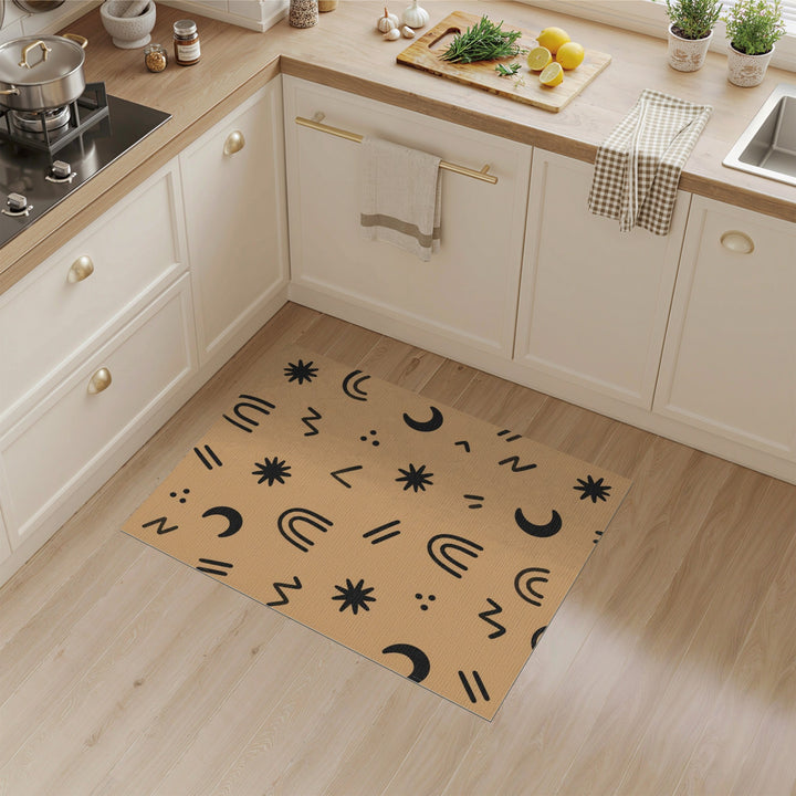 Boho Abstract Area Rug in Brown Tan