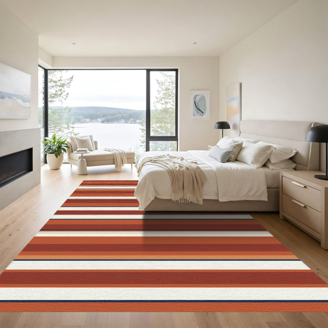 Earthy Terracotta Horizontal Stripe Rug