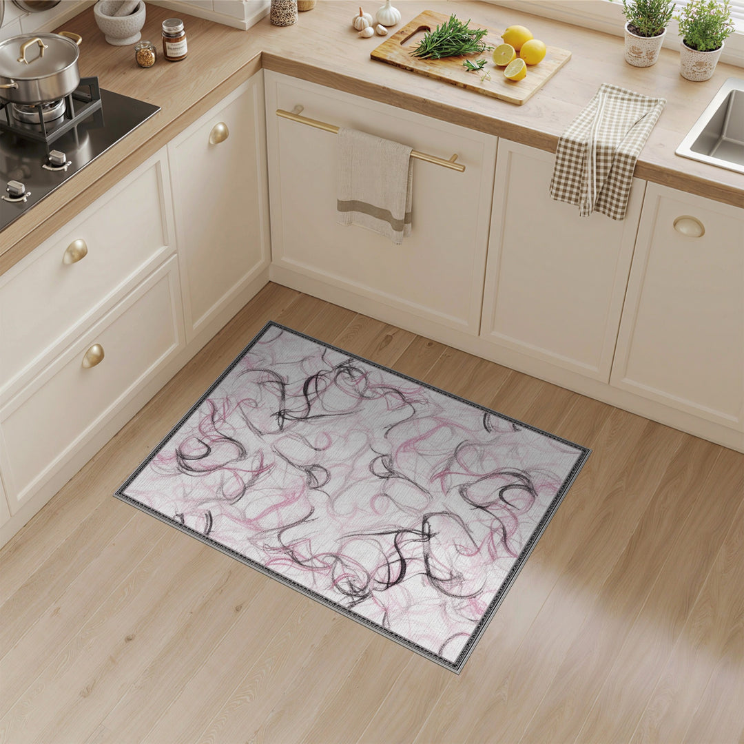 Pink Abstract Swirl Abstract Area Rug