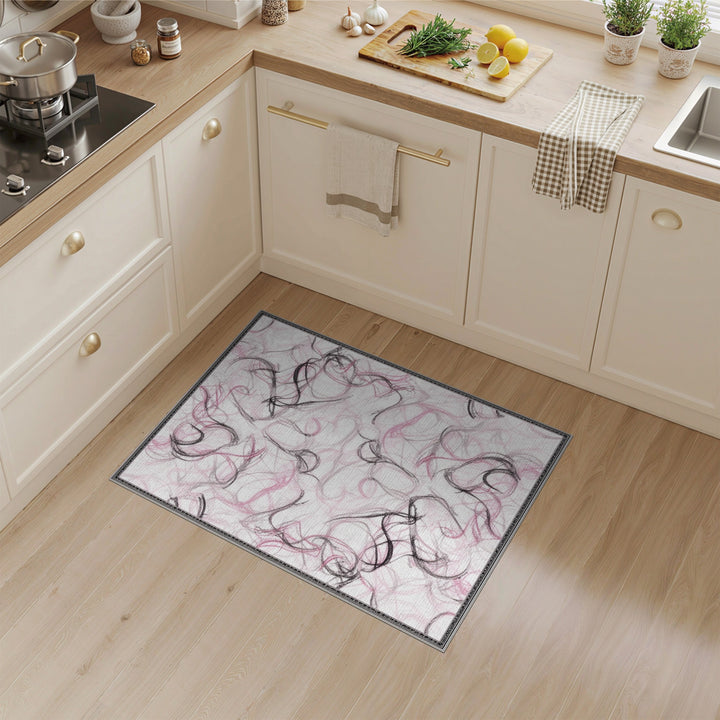 Pink Abstract Swirl Abstract Area Rug