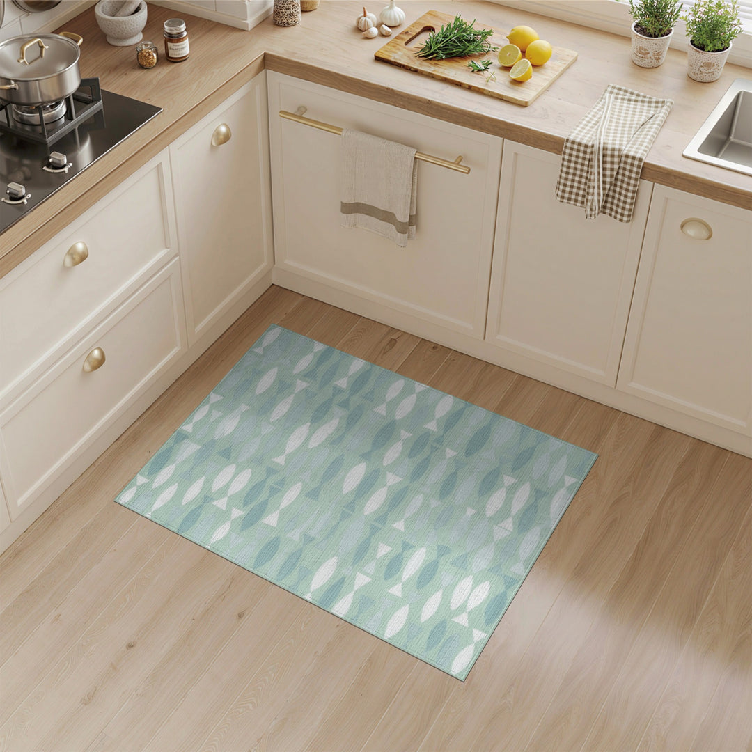 Blue and Teal Blue Teal Fish Area Rug