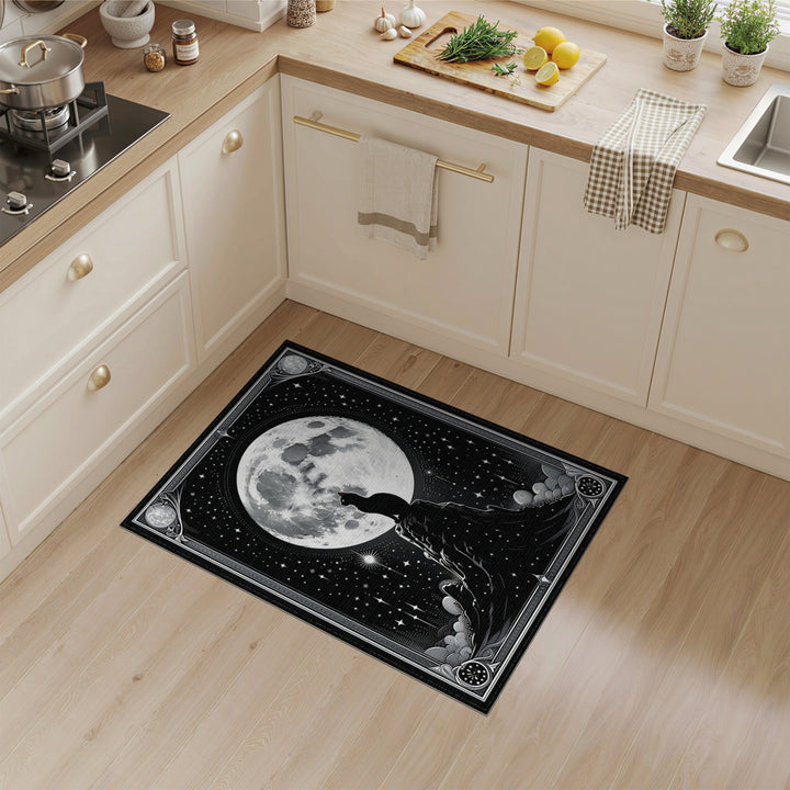 Moonlit Cat Silhouette Area Rug