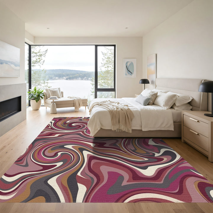 Rich Burgundy Swirl Marble Rug
