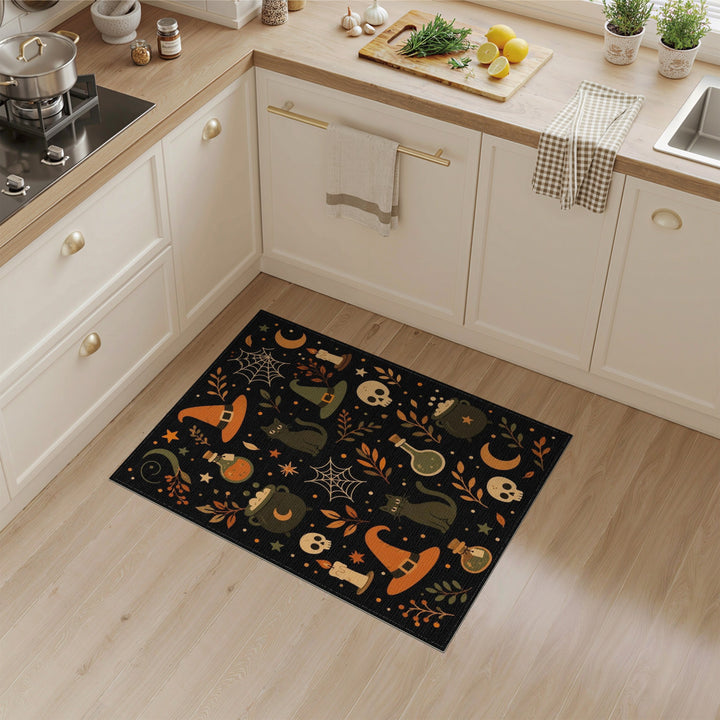 Spooky Black Cat Halloween Area Rug