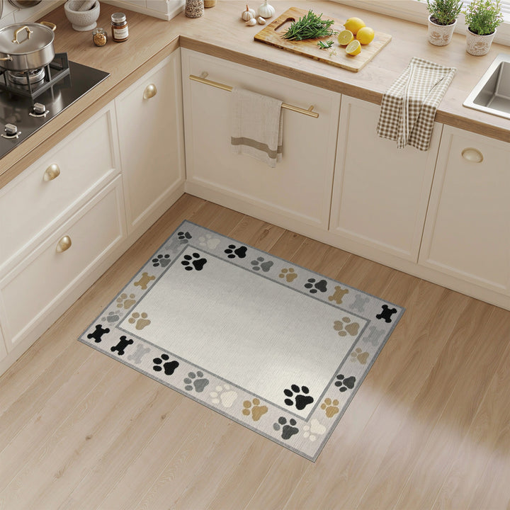 Kids Paw Print Bone Area Rug